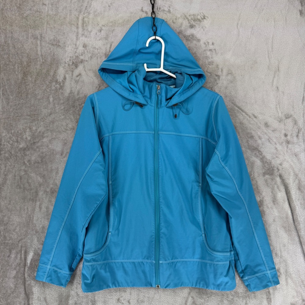Marmot Womens XL Teal Blue Softshell Full Zip Hooded Jacket P8585-1-CM‎ Contrast